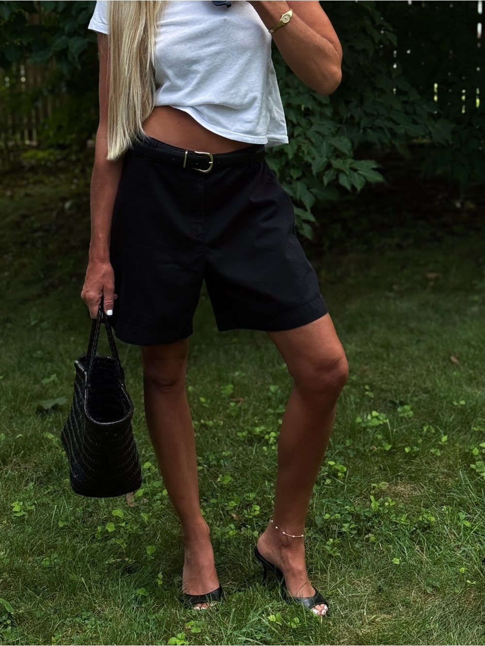 Women’s Classic Black High-Waist Chino Shorts